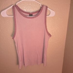 wild fable Pink Ribbed Tank with Dark Pink Trim